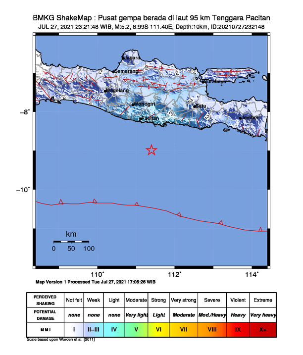 Gempa bumi di Pacitan Jawa Timur