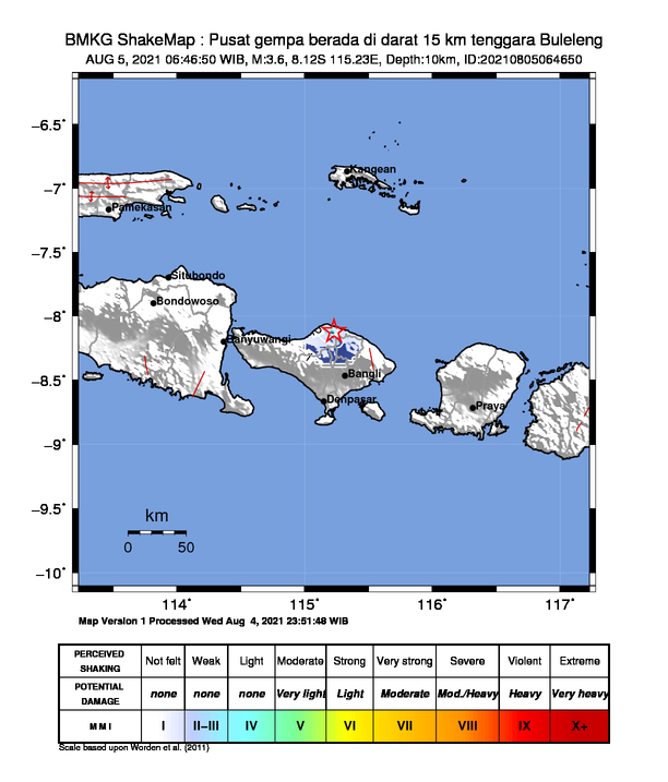 gempa bumi guncang Buleleng Bali, Kamis (5/8/2021)