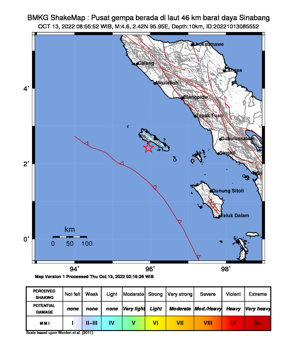 Peta Gempa Dirasakan