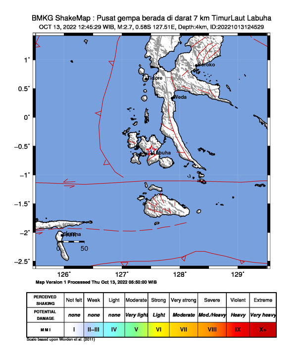 Peta Gempa Dirasakan