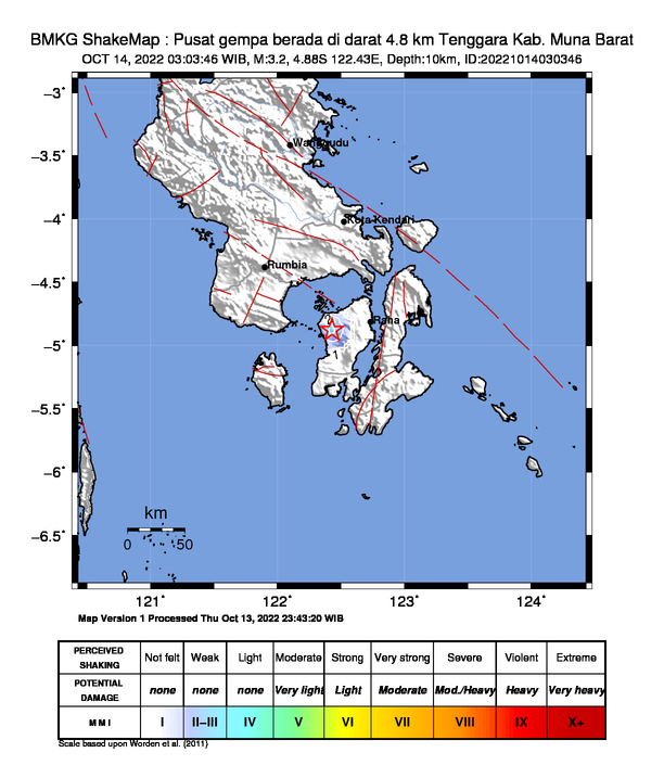 Peta Gempa Dirasakan