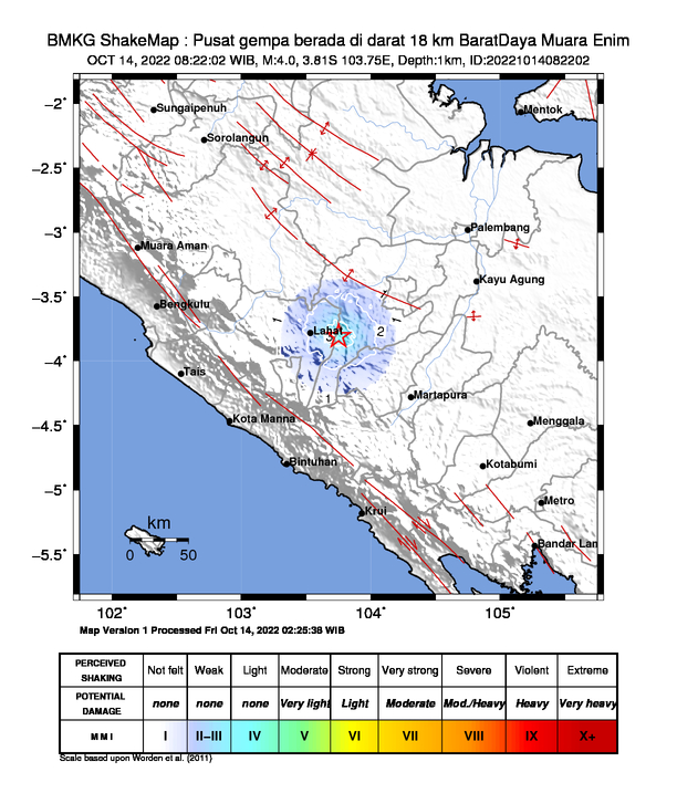 Peta Gempa Dirasakan