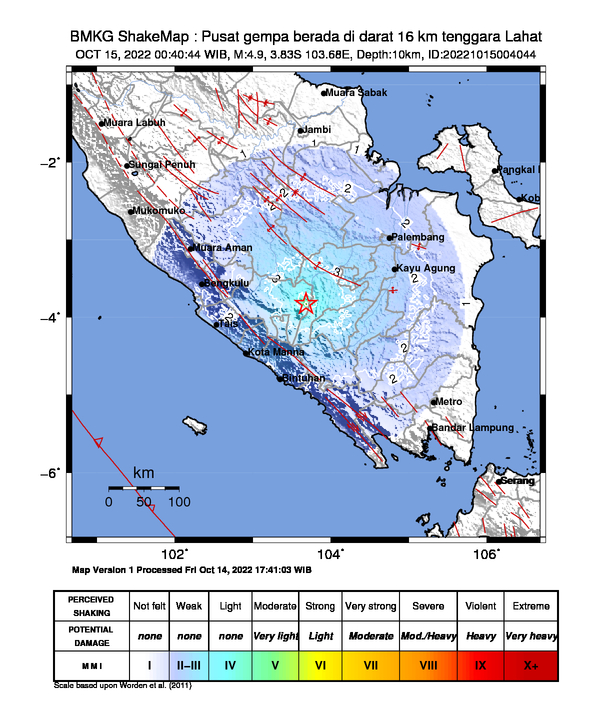 Peta Gempa Dirasakan