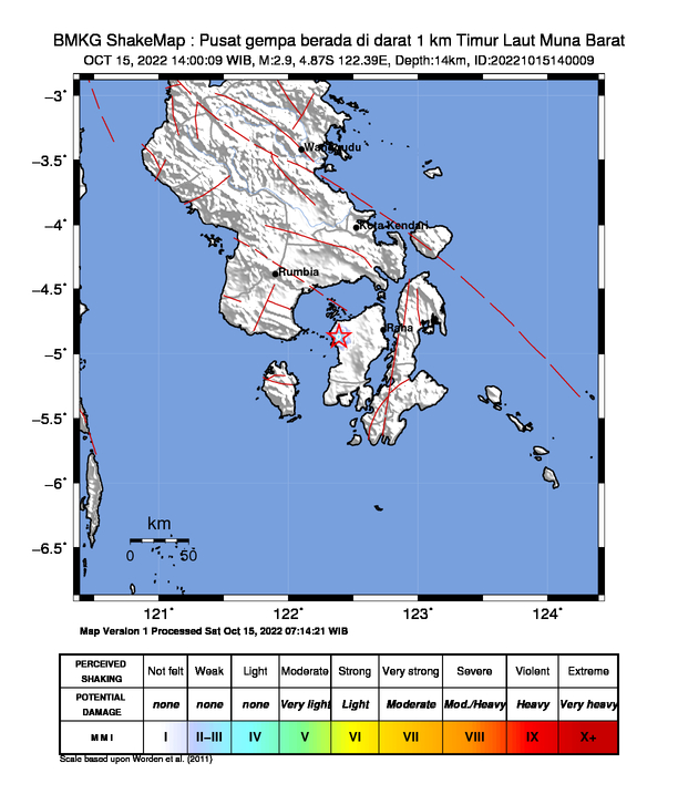 Peta Gempa Dirasakan