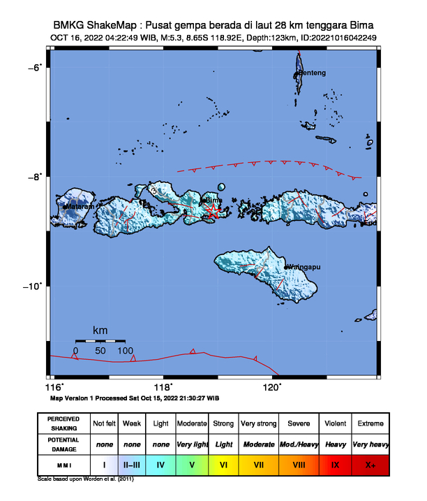 Peta Gempa Dirasakan