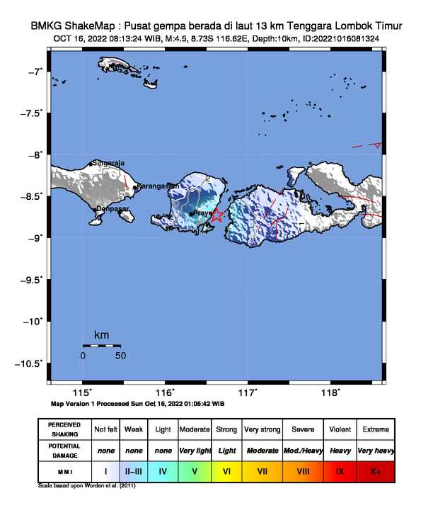 Peta Gempa Dirasakan