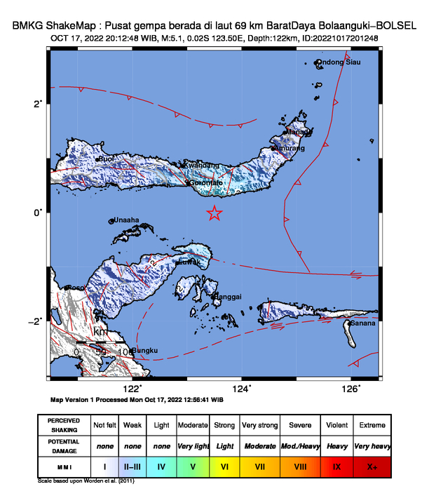 Peta Gempa Dirasakan