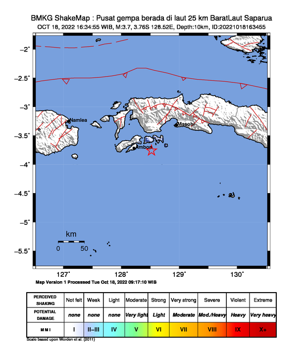 Peta Gempa Dirasakan