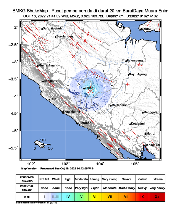 Peta Gempa Dirasakan