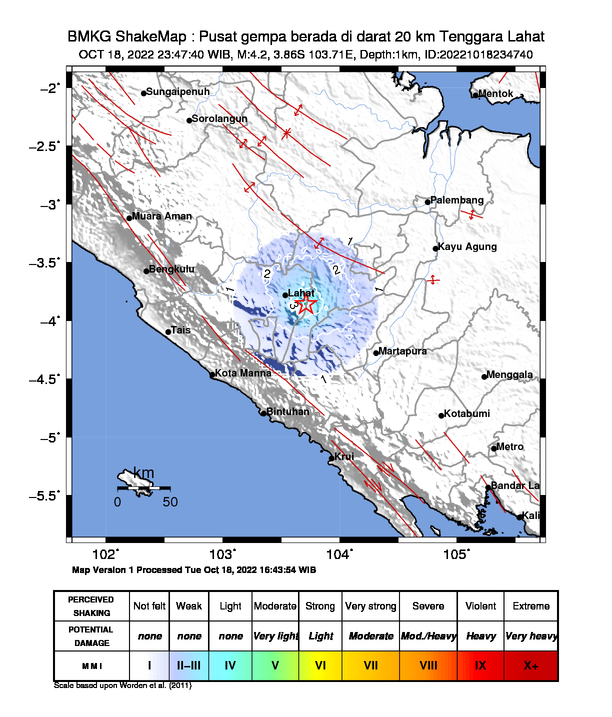 Peta Gempa Dirasakan