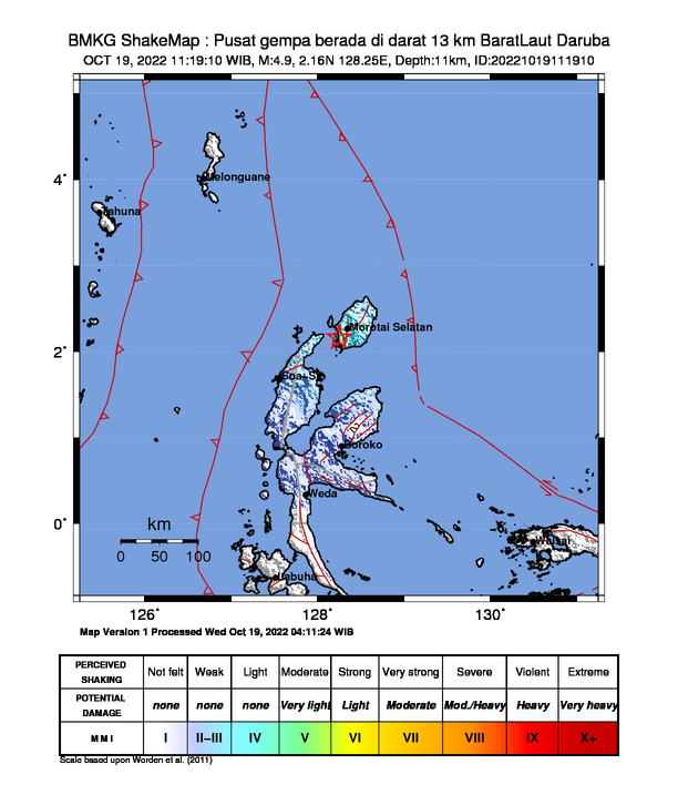 Peta Gempa Dirasakan