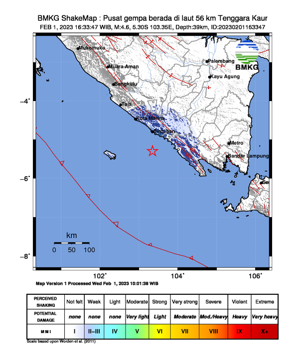 Gempa Bumi Landa Pesisir Barat Bengkulu