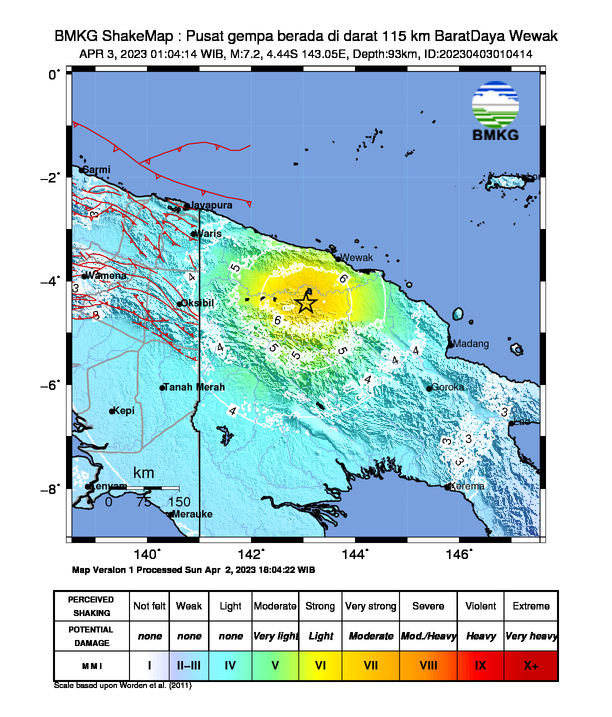 Gempa Magnitudo 7.2 Guncang Wewak, Dekat Perbatasan Papua