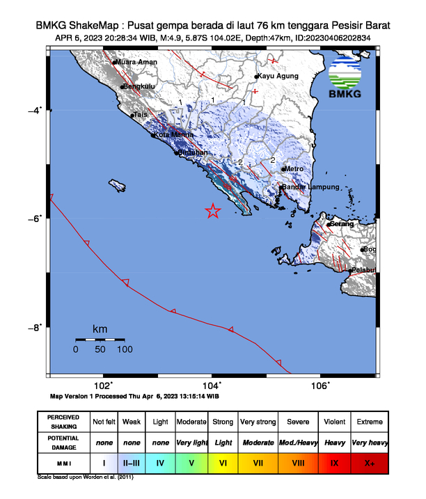 Gempa Bumi Mengguncang Pesisir Barat Lampung Malam Ini