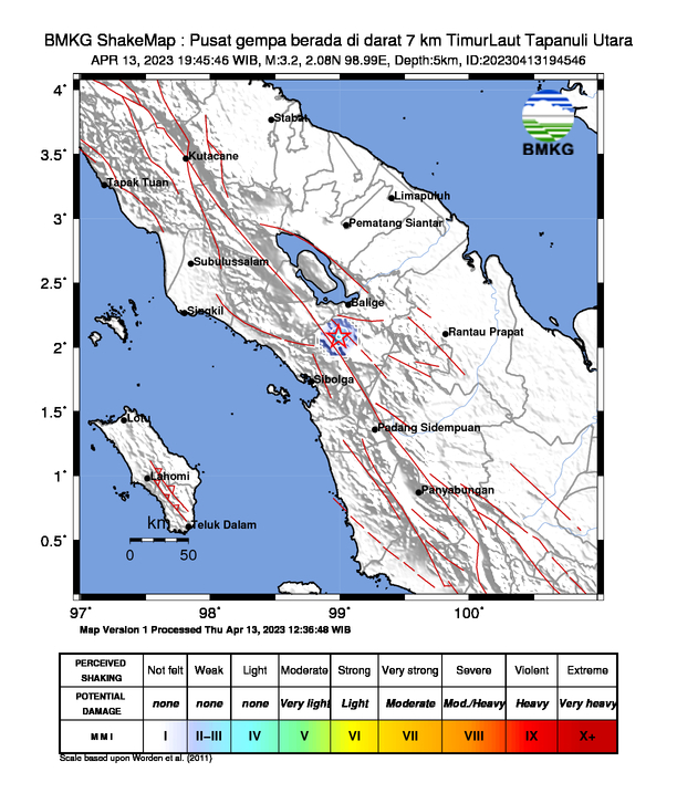 Gempa Dangkal Guncang Tarutung Sumut pada Kamis Petang Tadi